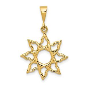 14k Yellow Gold 19mm Polished Sun Pendant